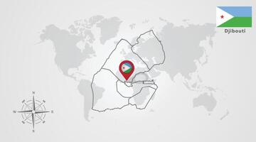 Djibouti flag icon design with map outline vector