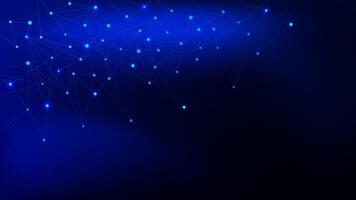 Abstract digital network of sparkling glowing dots and interconnected lines on dark blue background. Modern and sophisticated background vector