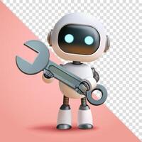 Robot holding a wrench, 3d. Suitable for security, settings, and repairs vector