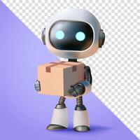 Robot carrying parcel box, 3d. Suitable for technology, parcel, delivery and design elements vector