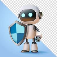 Robot holding shield, 3d. Suitable for technology, protection and security vector