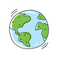 Planet Earth icon in doodle style. Colored flat illustration isolated on white background vector