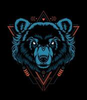 emblem with bear head on black background vector