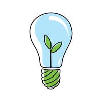 sustainable ecological energy icon, creative lamp, light bulb nature, plant in the bulb, thin line web symbol on white background - editable stroke illustration eps 10 vector