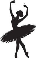Collection of silhouette illustrations of ballerina dancing ballet isolated on white background. vector