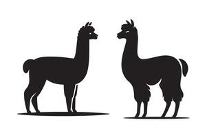 Whimsical Alpaca Silhouette Illustrations for Playful Designs vector