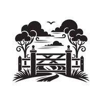 Artistic Vintage Farm Gate Vectors for Event and Invitation Graphics