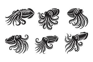 Cuttlefish Silhouette Illustrations for Print, Digital, and Branding Projects vector