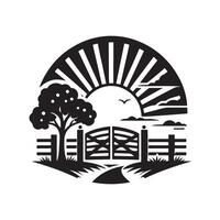 Farm Gate Silhouette Vectors Files for Illustration and Design
