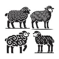Vintage Dumbasheep Silhouette Illustrations for Creative Print Projects vector