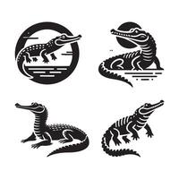 Gharial Silhouette Vectors Designs for Environmental Campaigns