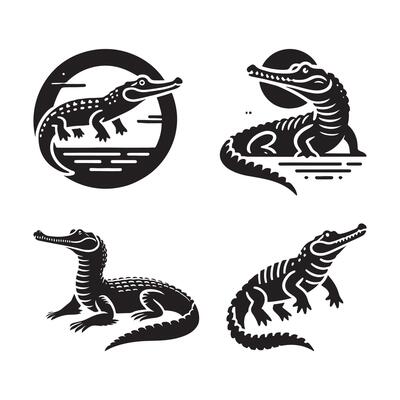 Gharial Silhouette Vectors Designs for Environmental Campaigns