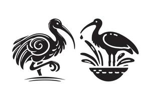 Glossy Ibis Silhouette Illustrations for Professional Branding vector