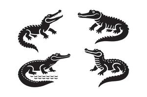 Gharial Silhouette Illustrations for Educational and Science Graphics vector