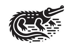 Gharial Silhouette Illustrations Ideal for Jungle and River Themes vector