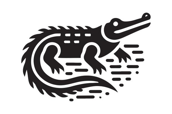 Gharial Silhouette Illustrations Ideal for Jungle and River Themes