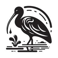 Glossy Ibis Silhouette Illustrations for Wildlife and Birding Graphics vector