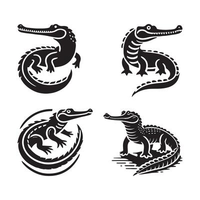 Unique Gharial Silhouette Designs for Eco-Friendly Branding