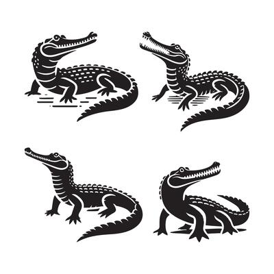 Gharial Silhouette Illustrations for Conservation Awareness Graphics