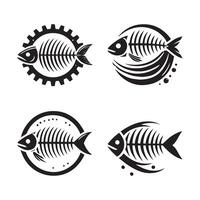 Fishbone Silhouette Illustrations Perfect for Packaging and Labels vector