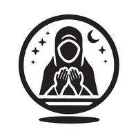 Stylized Muslim Girl Silhouette Illustrations for Diverse Graphic Needs vector