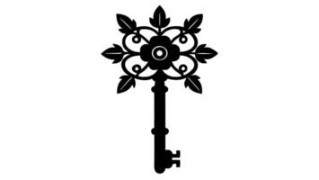 Elegant Key Shaped Floral Ornament Free Silhouette vector