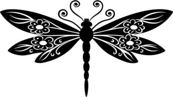 Free Dragonfly Shaped Floral Silhouette for Creative Use vector