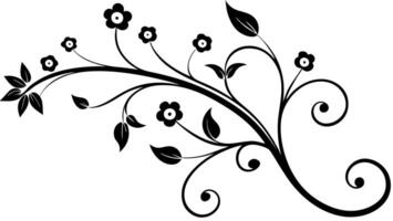 Elegant Floral Ornament Design with Free Flowing Vine Silhouette vector