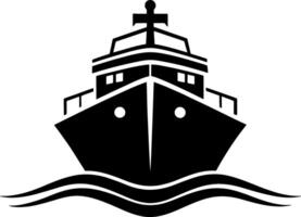 Minimalist Ship Icon on Waves vector