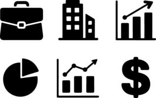 Business icons, growth chart pie chart, bar graph, dollar sign vector