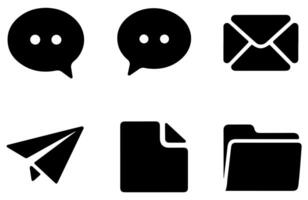 black and white icons of various types of communication vector