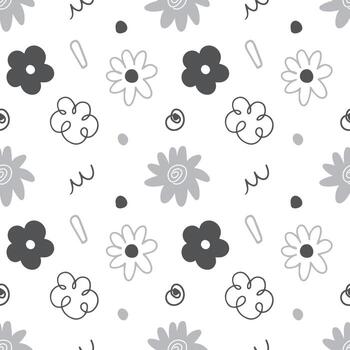 garabatear mano dibujado con escala de grises sin costura modelo antecedentes. elementos de flor o floral para envase vector
