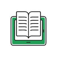 Digital learning icon open book on tablet art illustration template vector