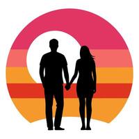 Serene sunset with a couple in love creating a calming atmosphere vector