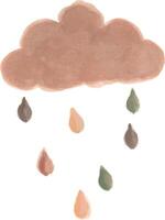 a watercolor drawing of a cloud with rain drops boho nursery vector