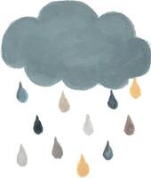 a painting of a cloud with rain drops vector