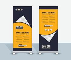 Modern stylish dark and yellow print roll up banner template design vector