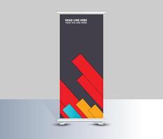 Modern stylish red and dark color roll up banner template design vector
