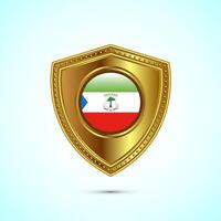 Rounded flag of Equatorial Guinea with glossy gold shield vector