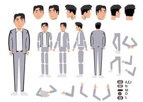 Character set of men in gray suits vector
