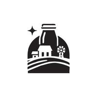 Silhouette emblem of dairy farm vector