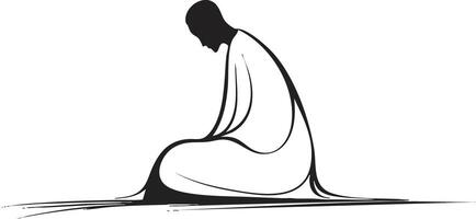 Minimalist silhouette of a person meditating in a seated position. vector