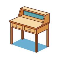Writing desk with corkboard back design vector
