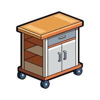 Stylish compact kitchen cart with butcher block surface vector