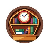 Elegant clock shaped wall shelf illustration vector
