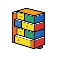 Stylish dresser in stack of colorful cubes vector