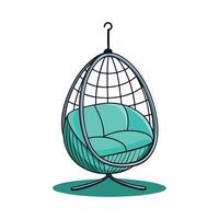 Stylish hanging egg chair with smooth design vector
