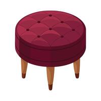Deep maroon tufted top circular ottoman vector