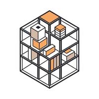 Stylish geometric cube bookshelf design vector
