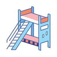 Creative bunk bed with ladder and slide vector